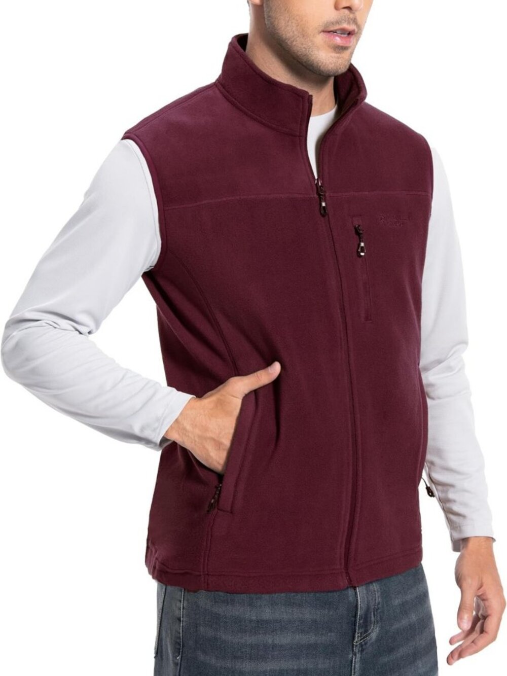 Lightweight Full-Zip Polar Fleece Vest for Men | Warm Casual Sleeveless Jacket